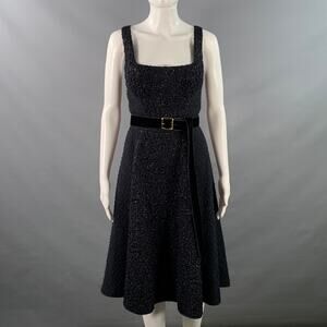 LOUIS VUITTON Size 8 Black Midnight Blue Acetate Blend Sleeveless Cocktail Dress